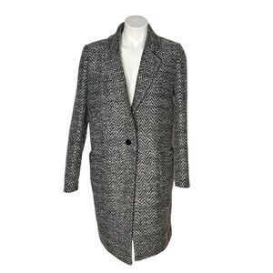 ZAC ZAC POSEN Giselle Coat Black White Chevron One Button Front Womens Size 10